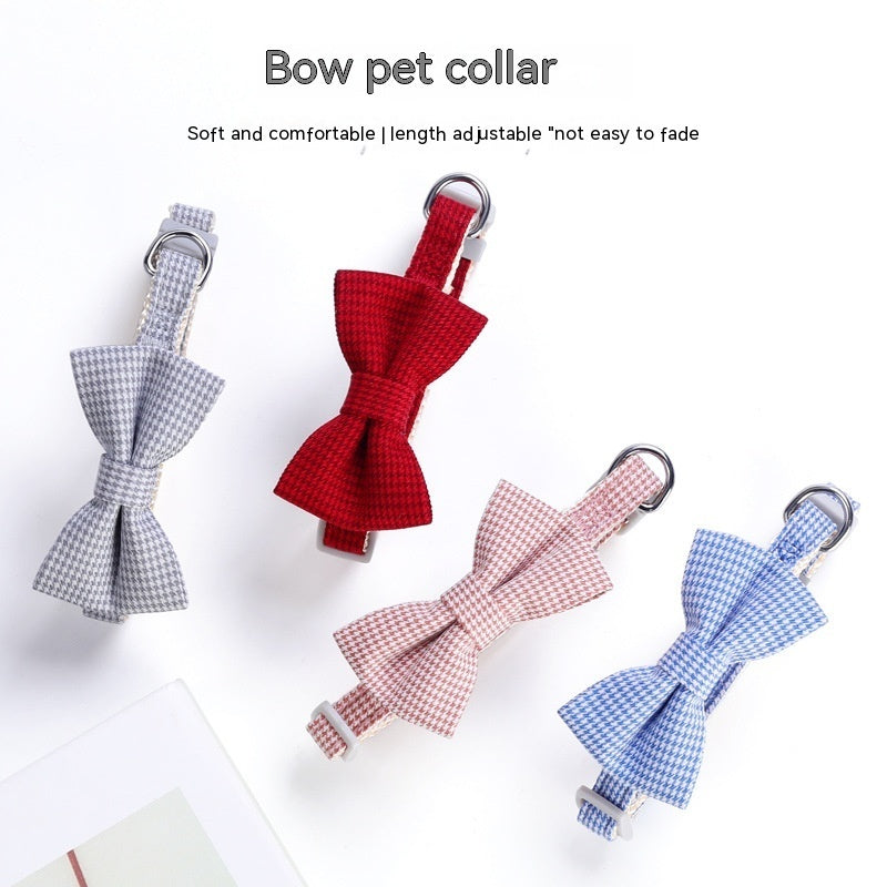 Houndstooth Halsband met Strikje – Elegant, Comfortabel & Tijdloos