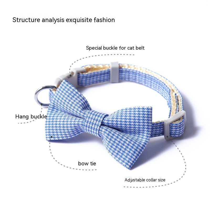 Houndstooth Halsband met Strikje – Elegant, Comfortabel & Tijdloos