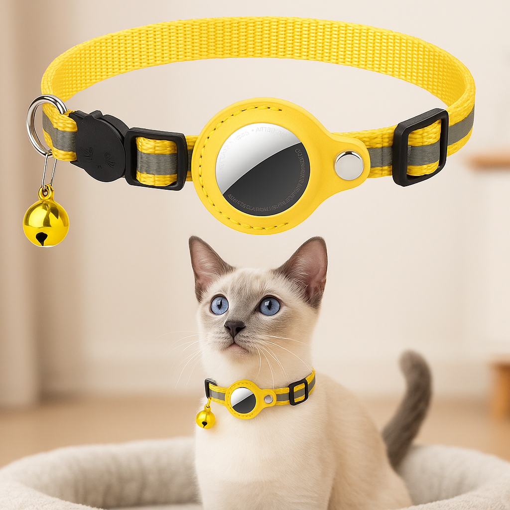 Reflecterende katten halsband met Bel & AirTag-Houder