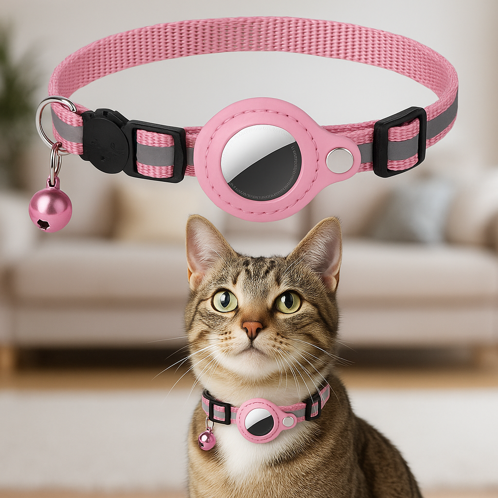 Reflecterende katten halsband met Bel & AirTag-Houder