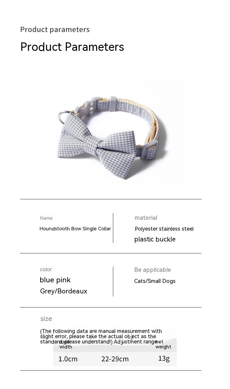 Houndstooth Halsband met Strikje – Elegant, Comfortabel & Tijdloos
