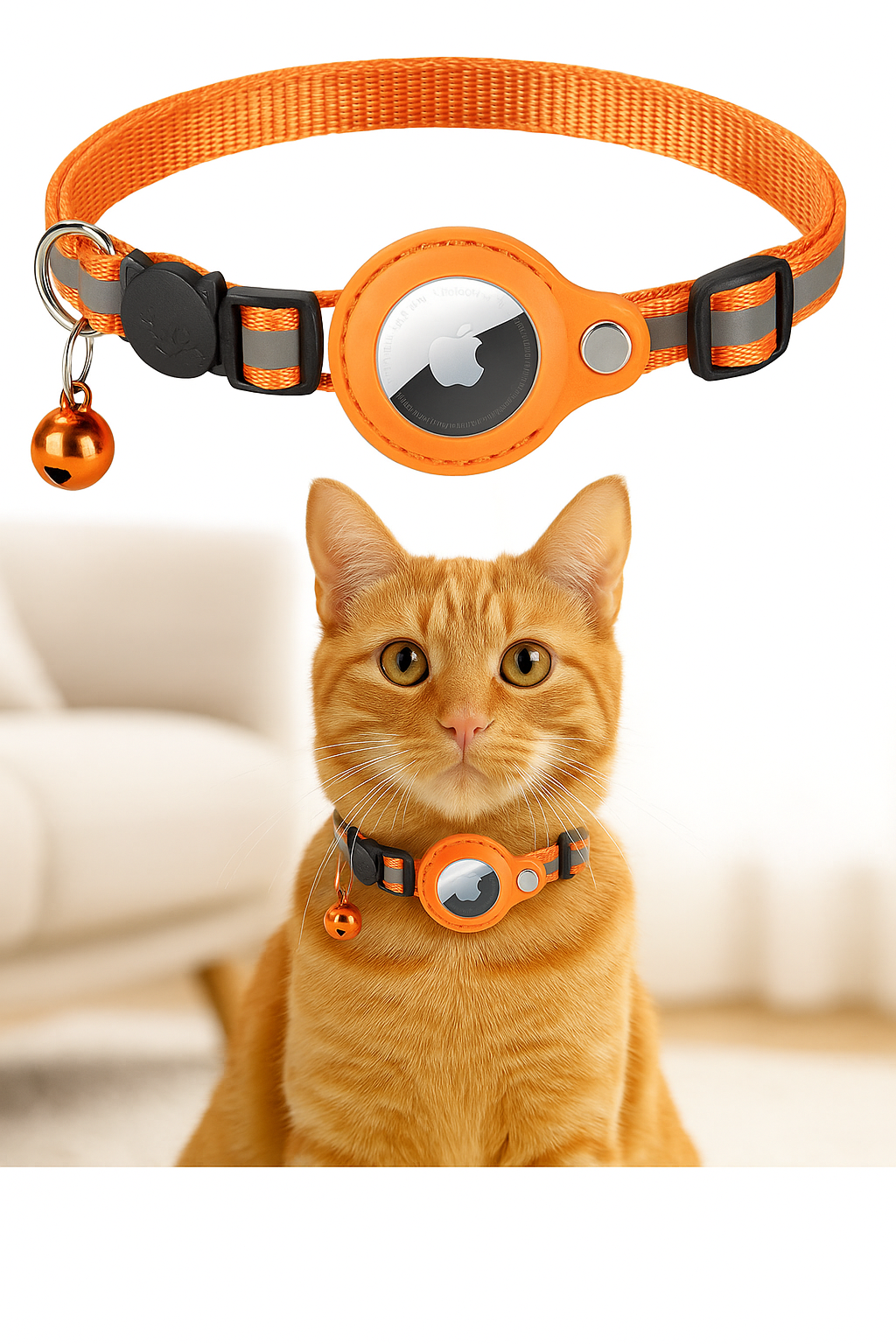 Reflecterende katten halsband met Bel & AirTag-Houder