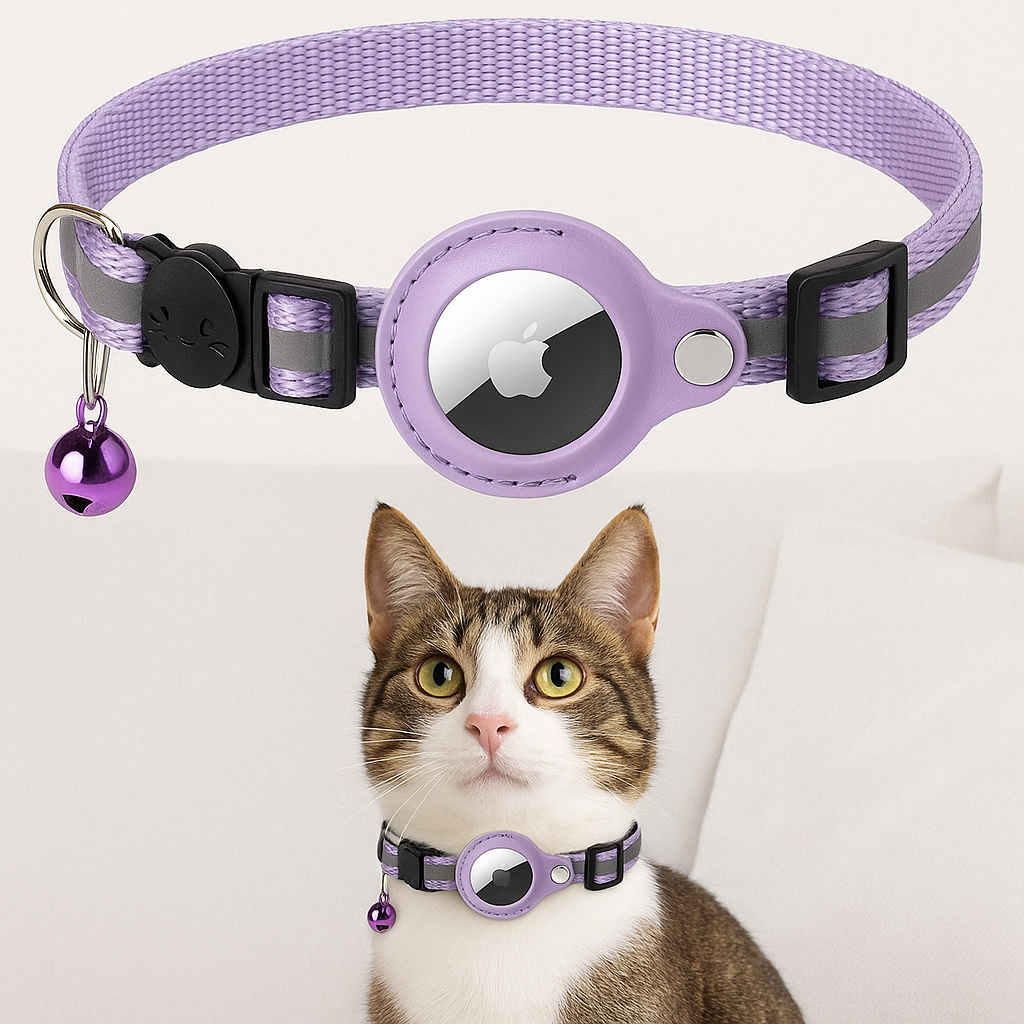 Reflecterende katten halsband met Bel & AirTag-Houder