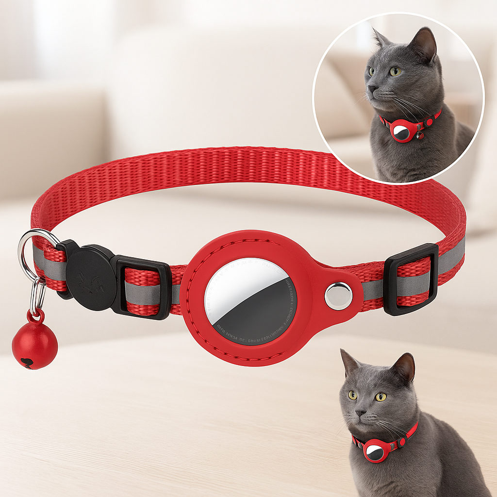 Reflecterende katten halsband met Bel & AirTag-Houder