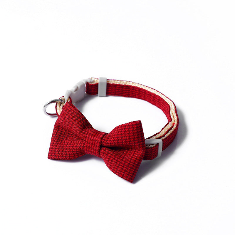 Houndstooth Halsband met Strikje – Elegant, Comfortabel & Tijdloos