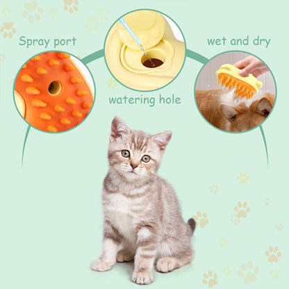 3-in-1 Stoomborstel voor Katten & Honden – Ontwarren, Reinigen & Masseren