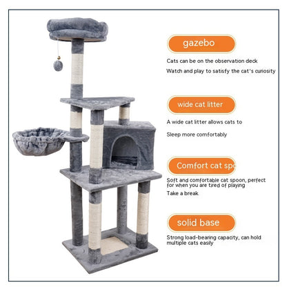 Houten Katten Klimboom met Meerdere Niveaus – Speel, Klim en Ontspan