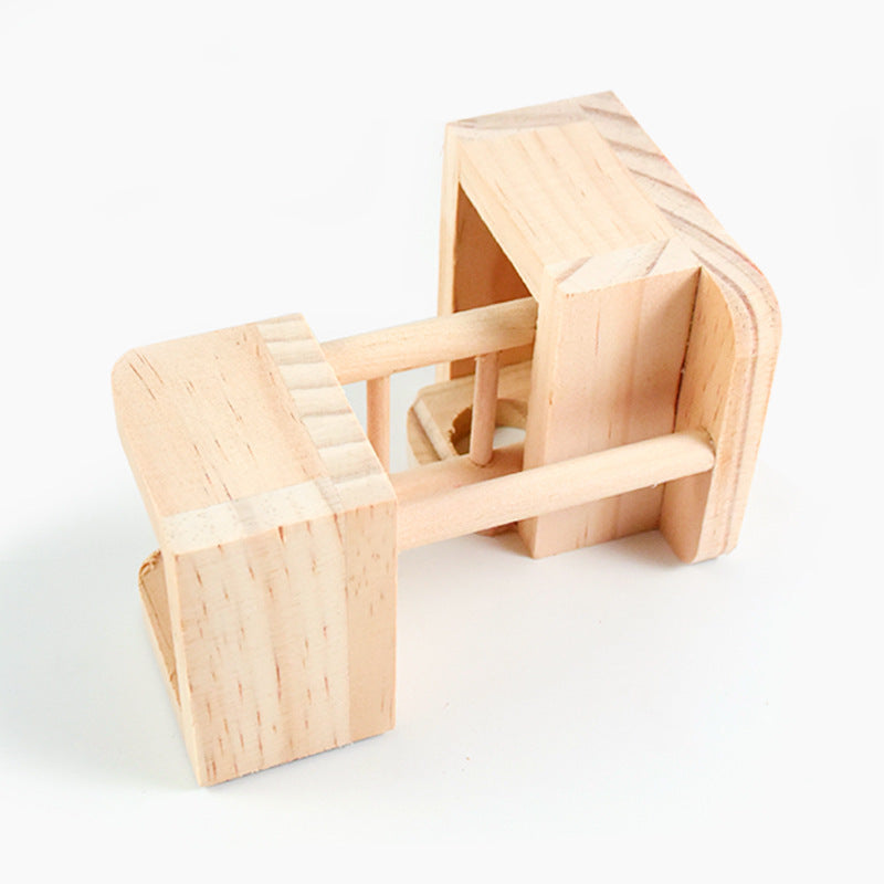 Houten Hamster Uitkijkhuisje – Trap, Nest en Speelhuisje in Één