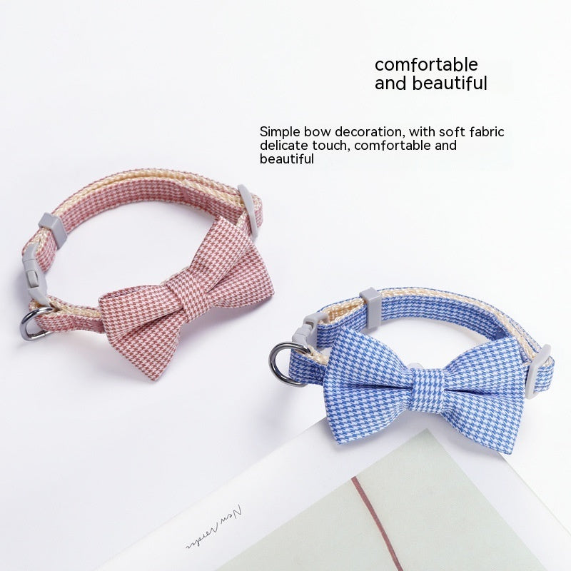 Houndstooth Halsband met Strikje – Elegant, Comfortabel & Tijdloos