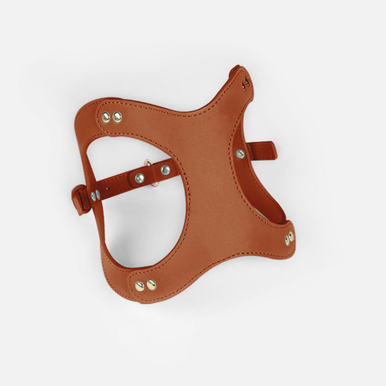 Leren Borsttuigje met Lijn voor Kleine en Middelgrote Huisdieren