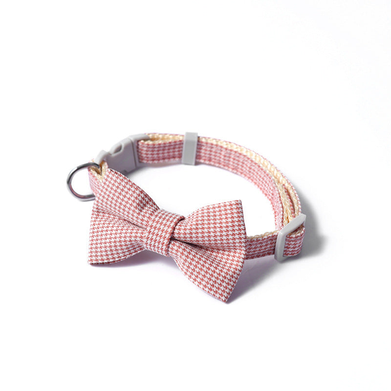 Houndstooth Halsband met Strikje – Elegant, Comfortabel & Tijdloos