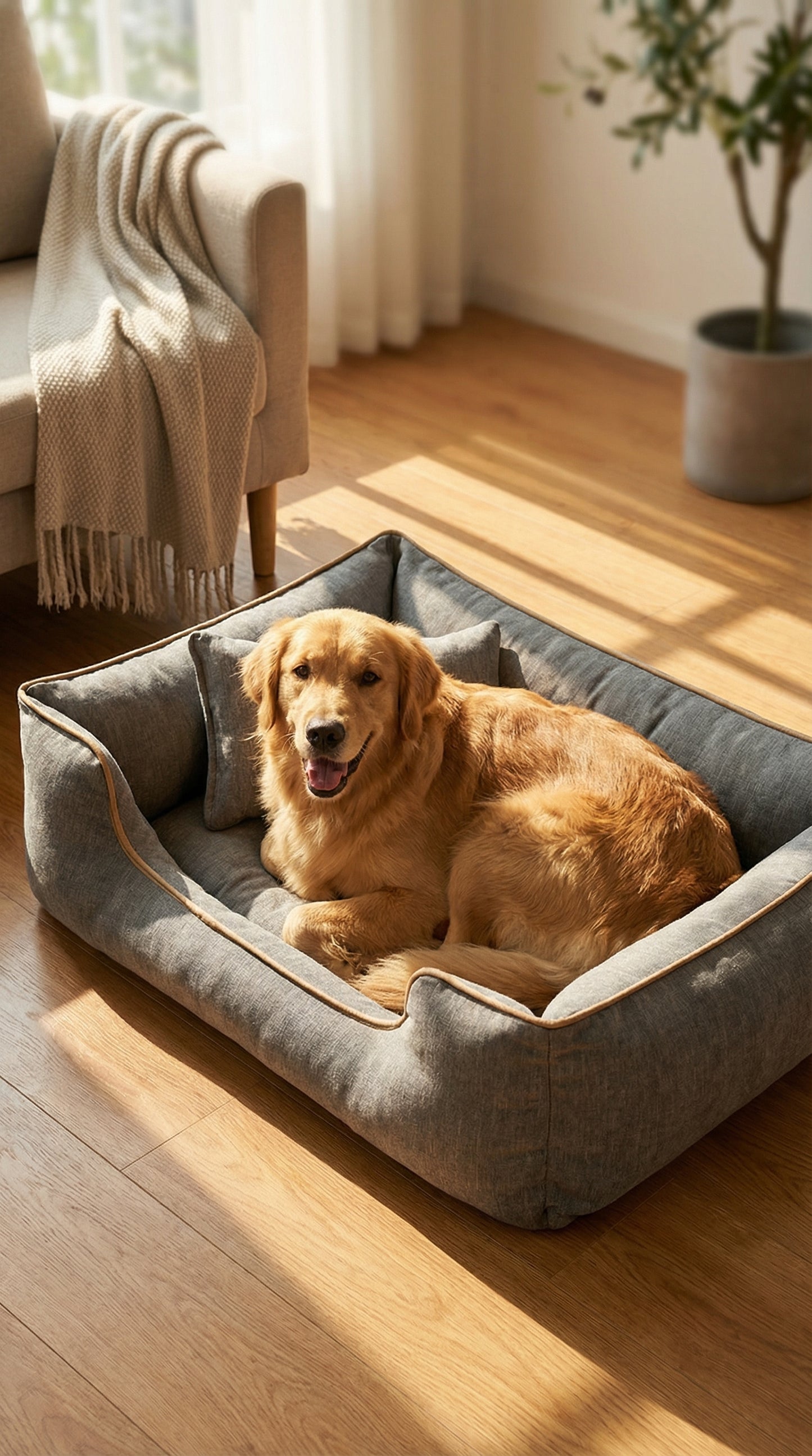 Warm Hondenbed – Wasbaar, Bijtbestendig & Comfortabel – zijaanzicht