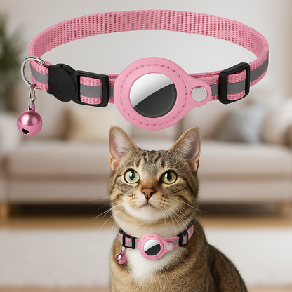Reflecterende katten halsband met Bel & AirTag-Houder