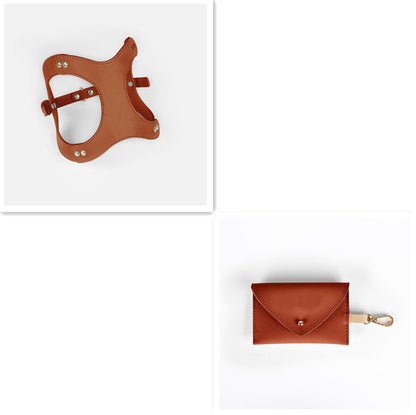 Leren Borsttuigje met Lijn voor Kleine en Middelgrote Huisdieren