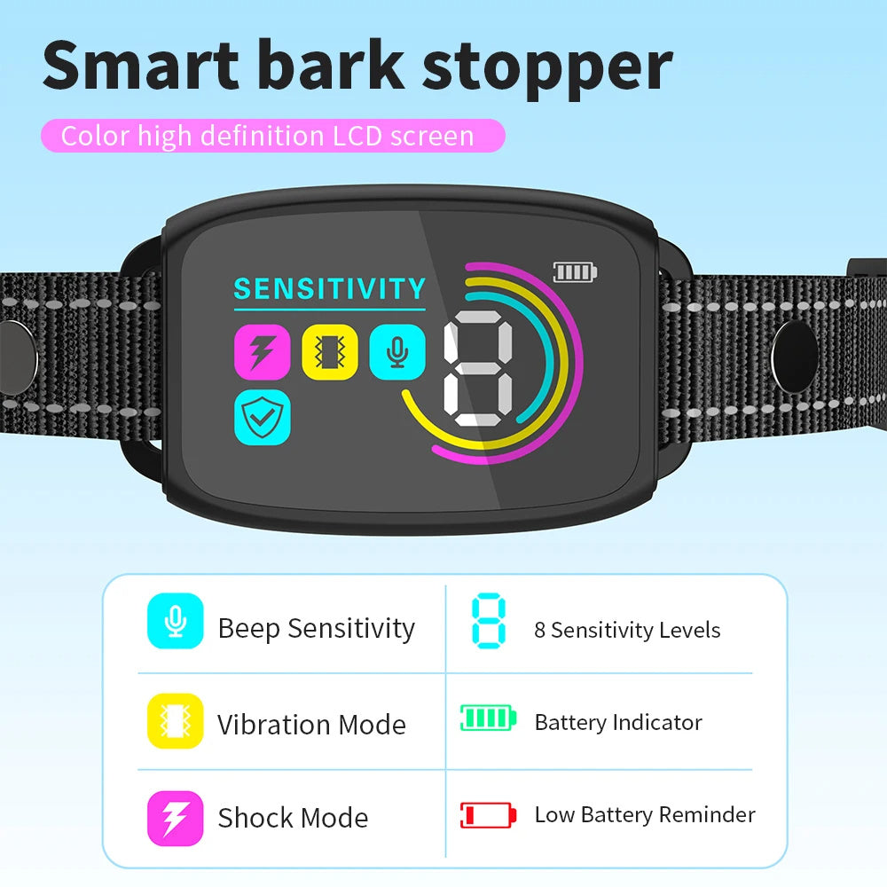 Slimme Anti-blafband voor Honden – Met LCD-display, Oplaadbaar & Waterdicht