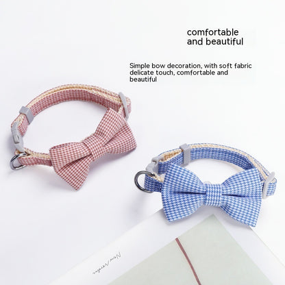 Houndstooth Halsband met Strikje – Elegant, Comfortabel & Tijdloos