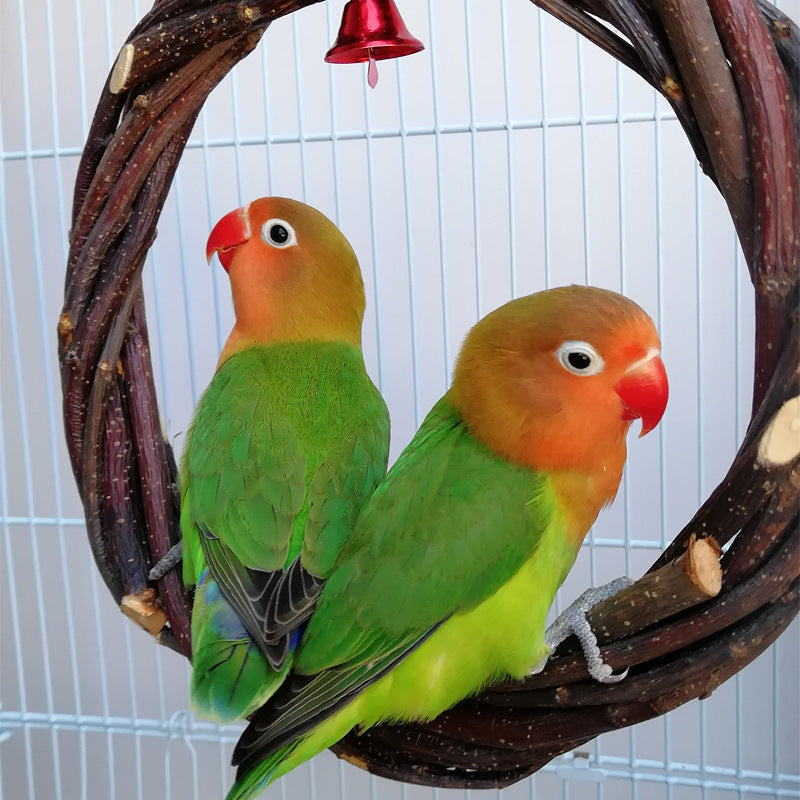 Houten Vogelsta-Ring met Appelhout – Speel- en Kauwspeeltje voor Kooivogels