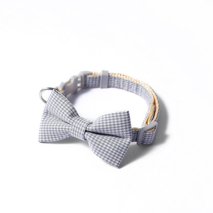Houndstooth Halsband met Strikje – Elegant, Comfortabel & Tijdloos