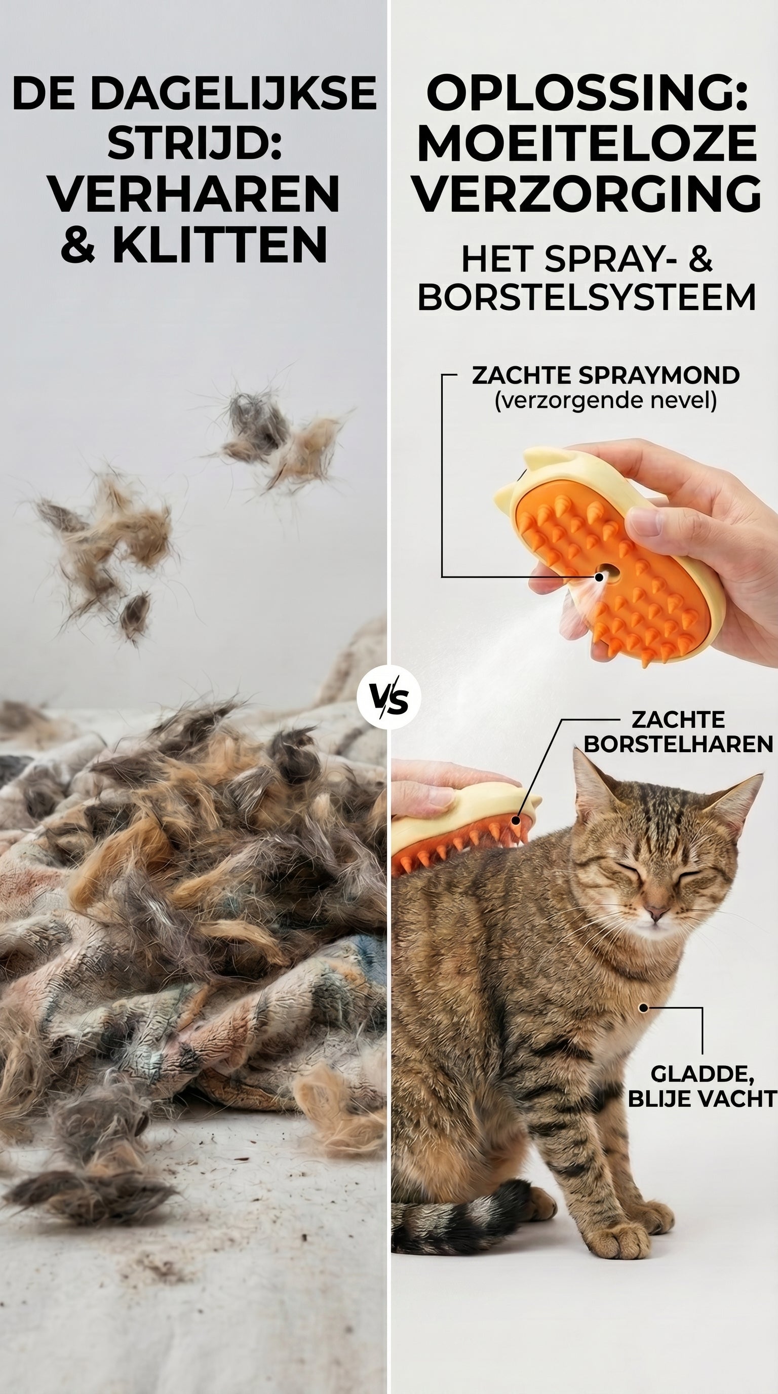 3-in-1 Stoomborstel voor Katten & Honden – Ontwarren, Reinigen & Masseren – in gebruik