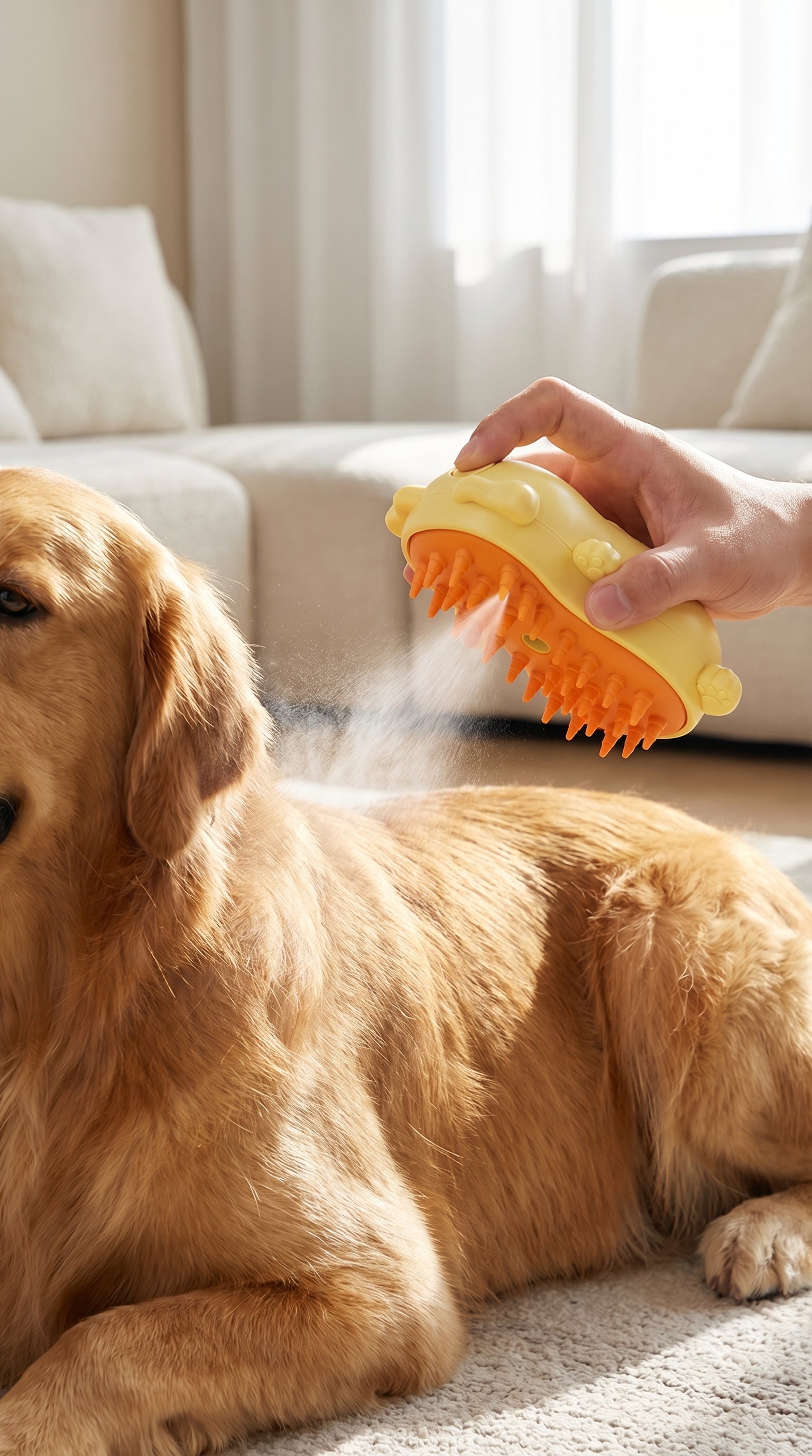 3-in-1 Stoomborstel voor Katten & Honden – Ontwarren, Reinigen & Masseren – productfoto