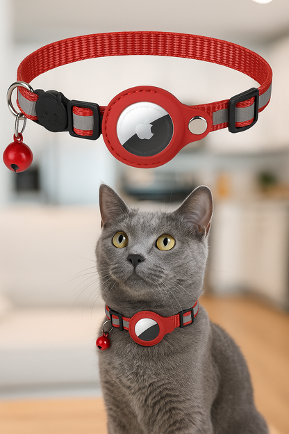 Reflecterende katten halsband met Bel & AirTag-Houder