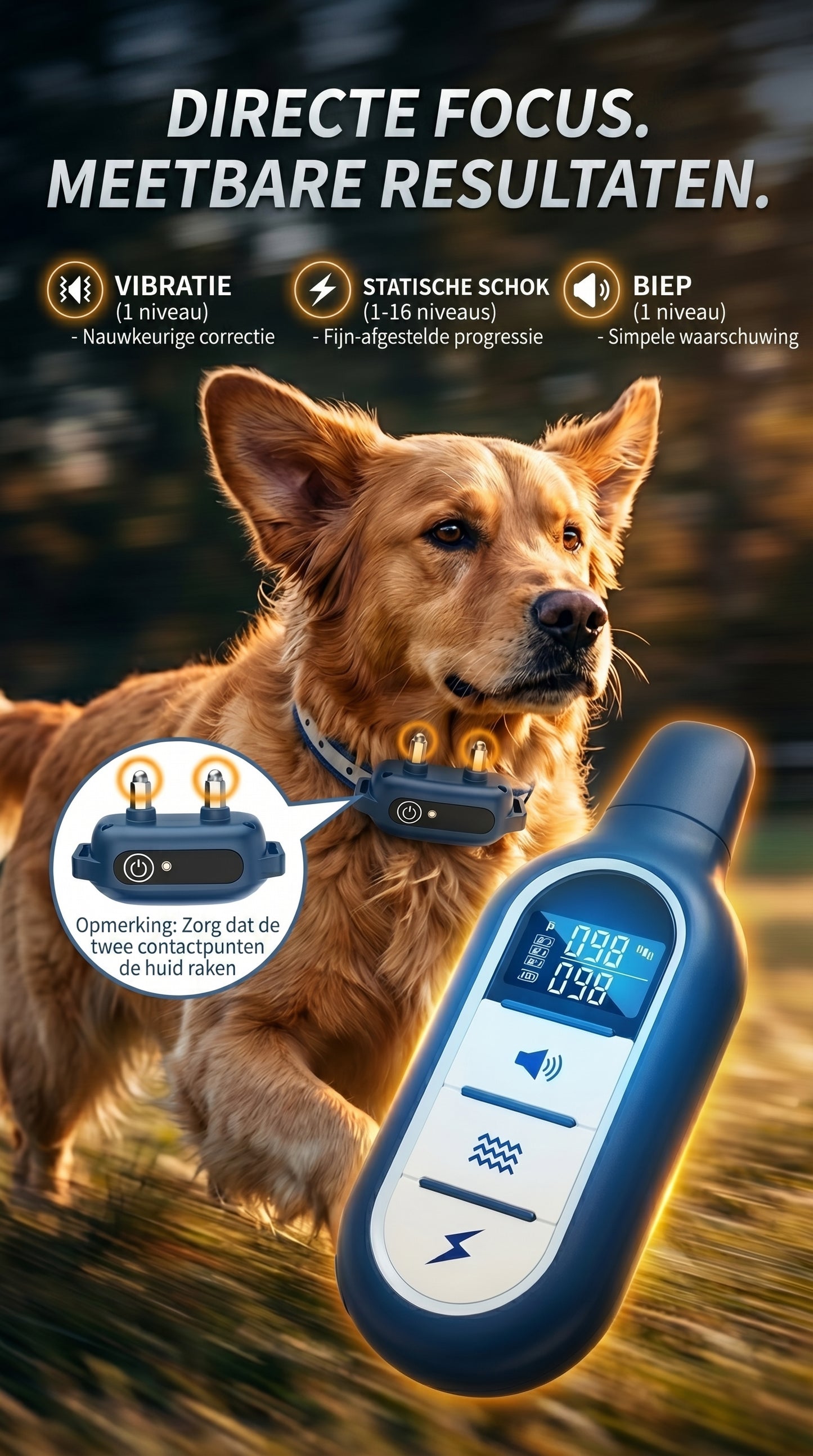 Afstandsbediende Trainingshalsband voor Honden – Met Trilling en Schokfunctie – detail