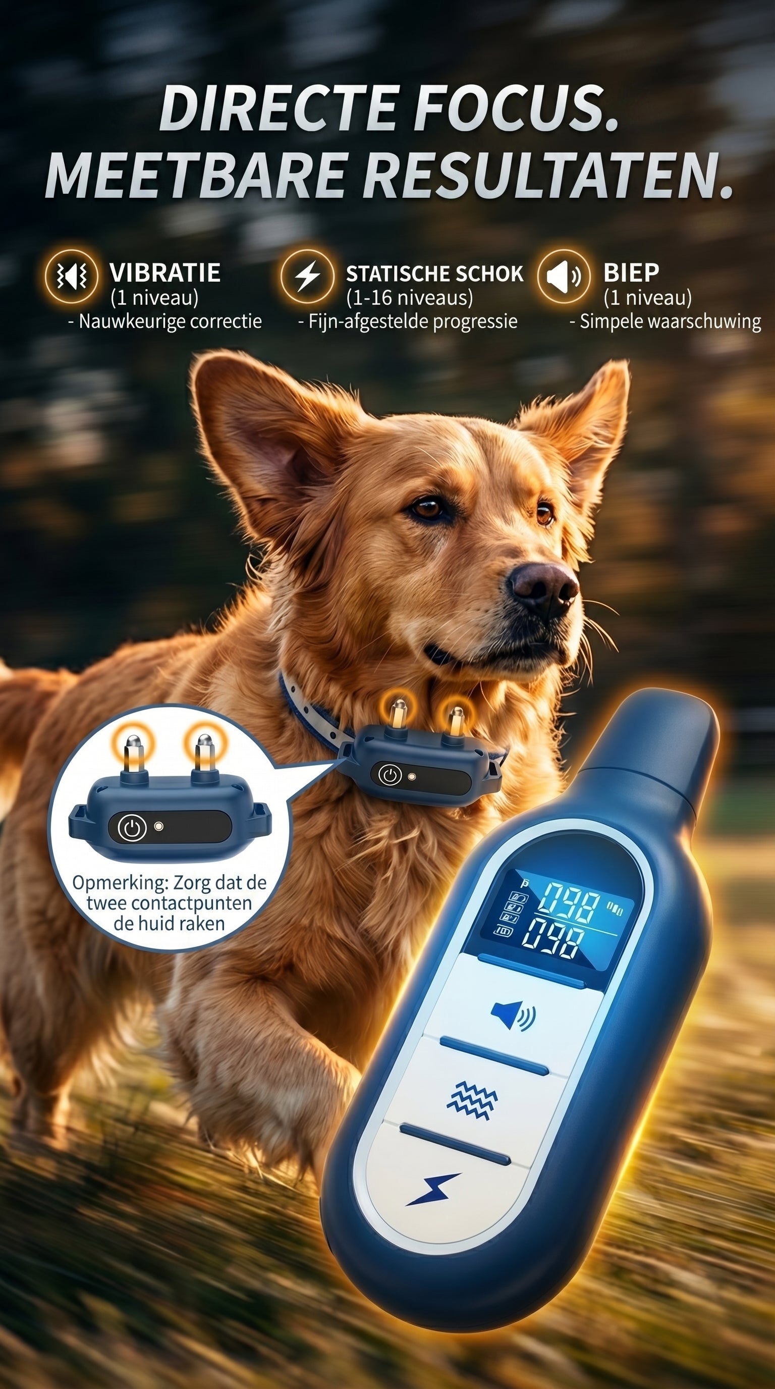 Afstandsbediende Trainingshalsband voor Honden – Met Trilling en Schokfunctie – detail