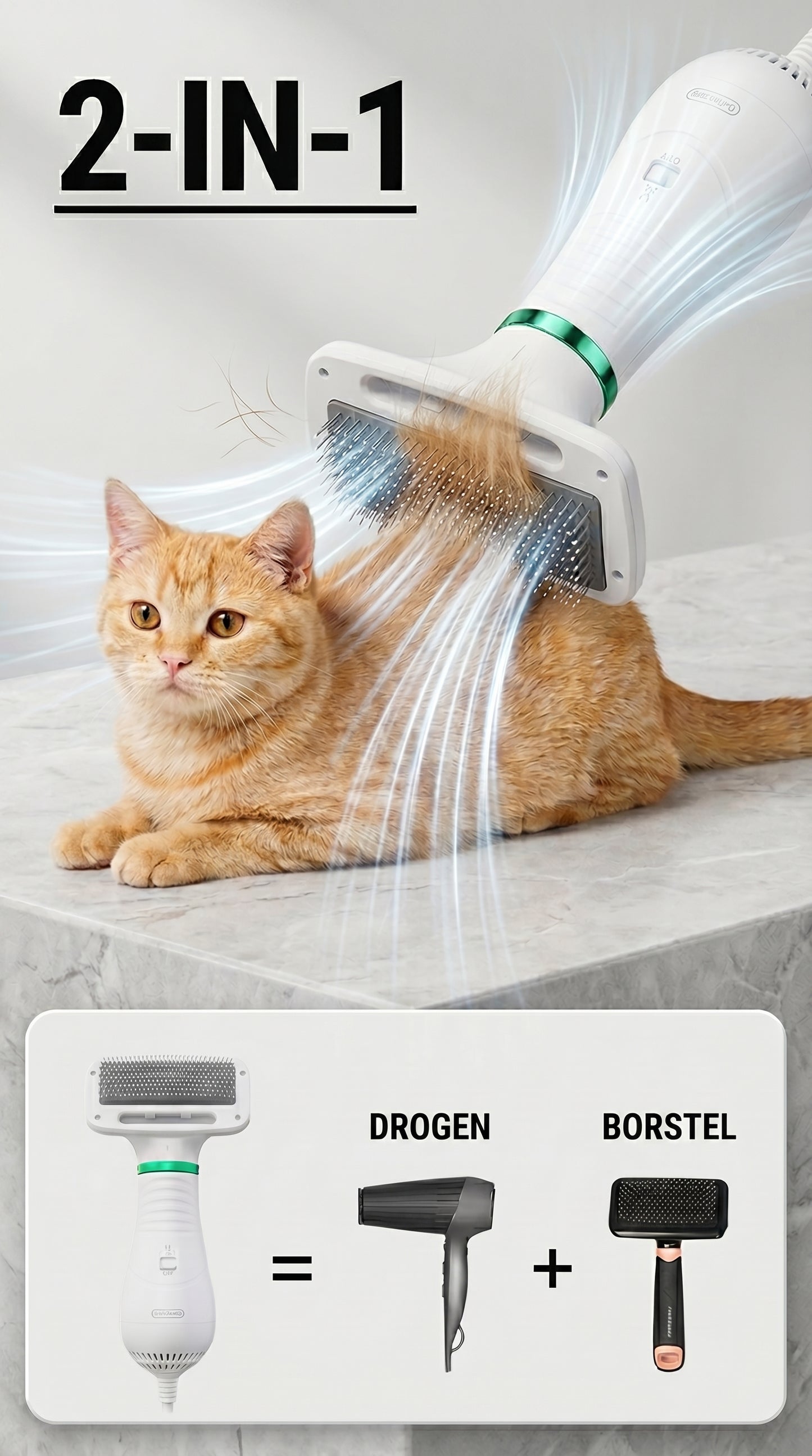 2-in-1 Föhn & Borstel – Voor Snelle en Zachte Vachtverzorging – detail