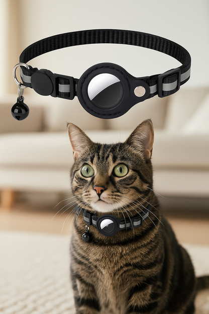 Reflecterende katten halsband met Bel & AirTag-Houder